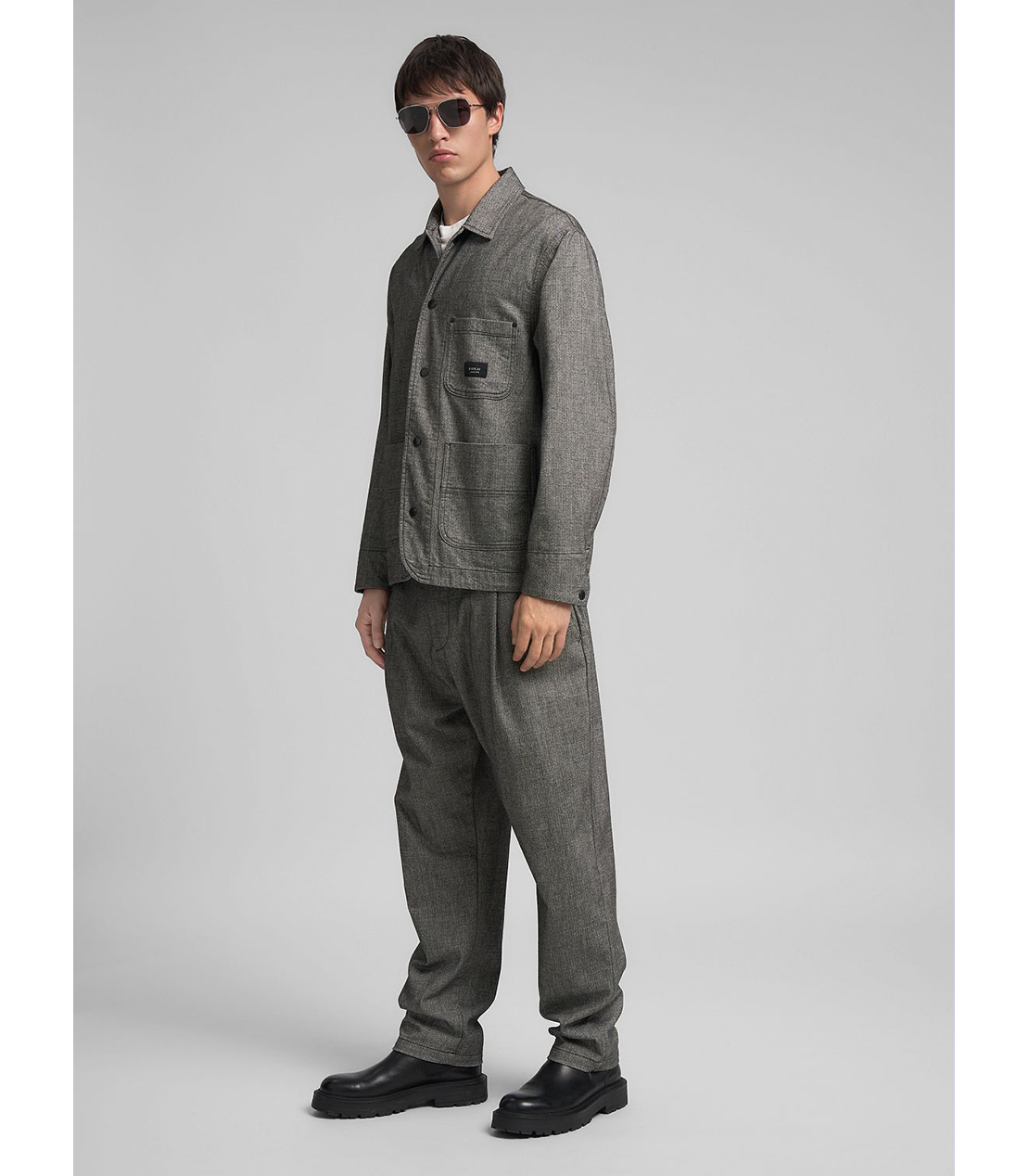 ヘリンボーン オーバーシャツジャケット 詳細画像 ブラック/ホワイト 4